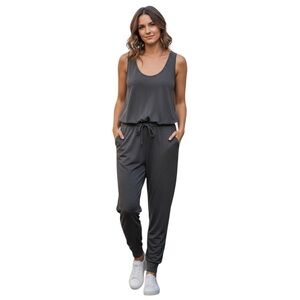 Grace & Lace Women’s Tank Top Jumpsuit Charcoal Gray Size Large